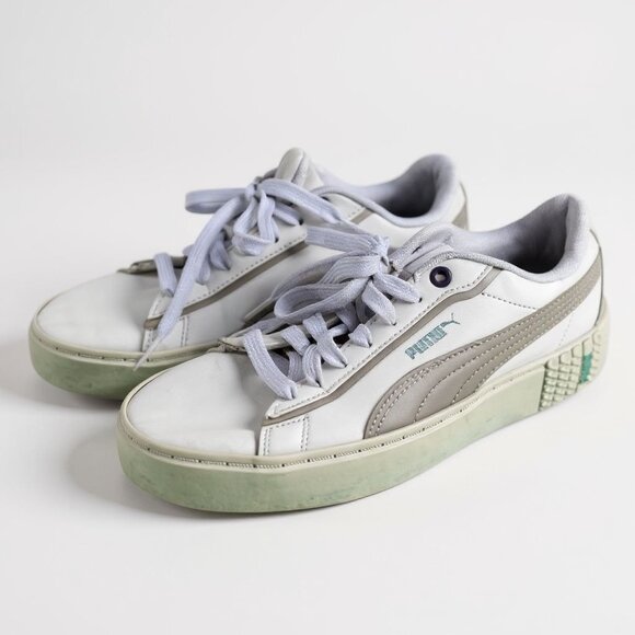 PUMA Shoes Womens 8 Smash Platform V2 Athletic Low Sneakers 381450-01 White - Picture 1 of 13